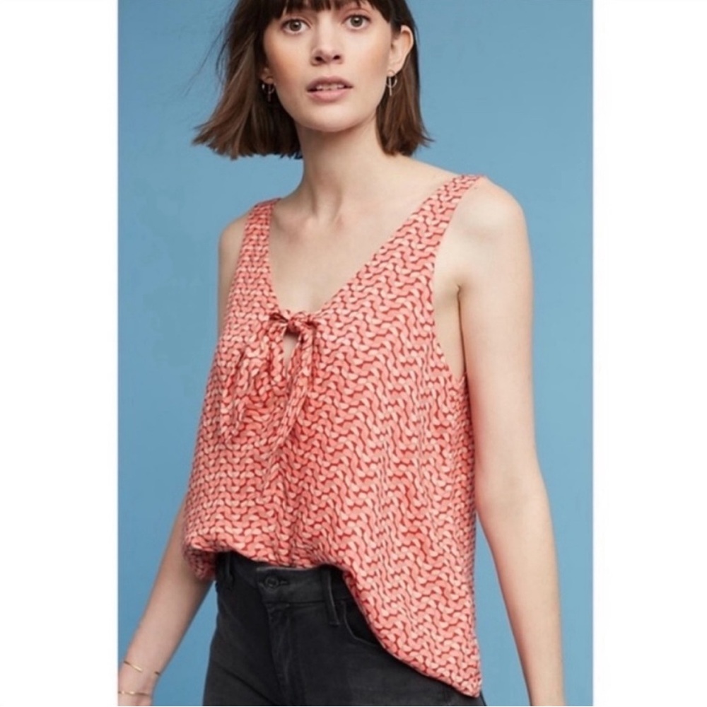Anthropologie Maeve Verena Swing Top Pink Tie Front Tank Small